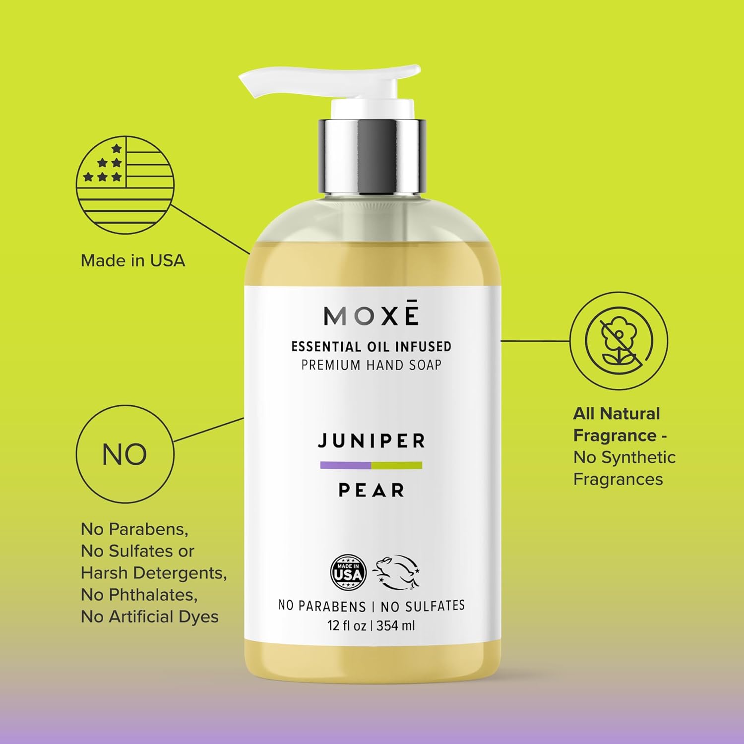 MOXĒ Liquid Hand Soap Variety 4-Pack | Jasmine Orange, Vanilla