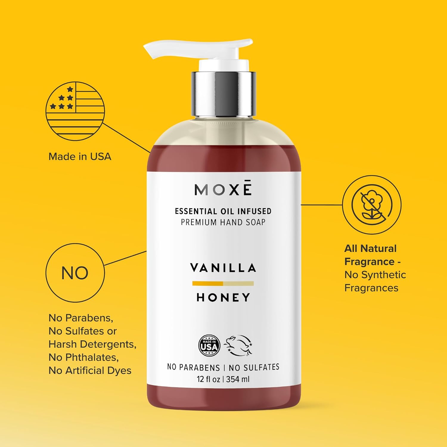 MOXĒ Liquid Hand Soap Variety 4-Pack | Jasmine Orange, Vanilla