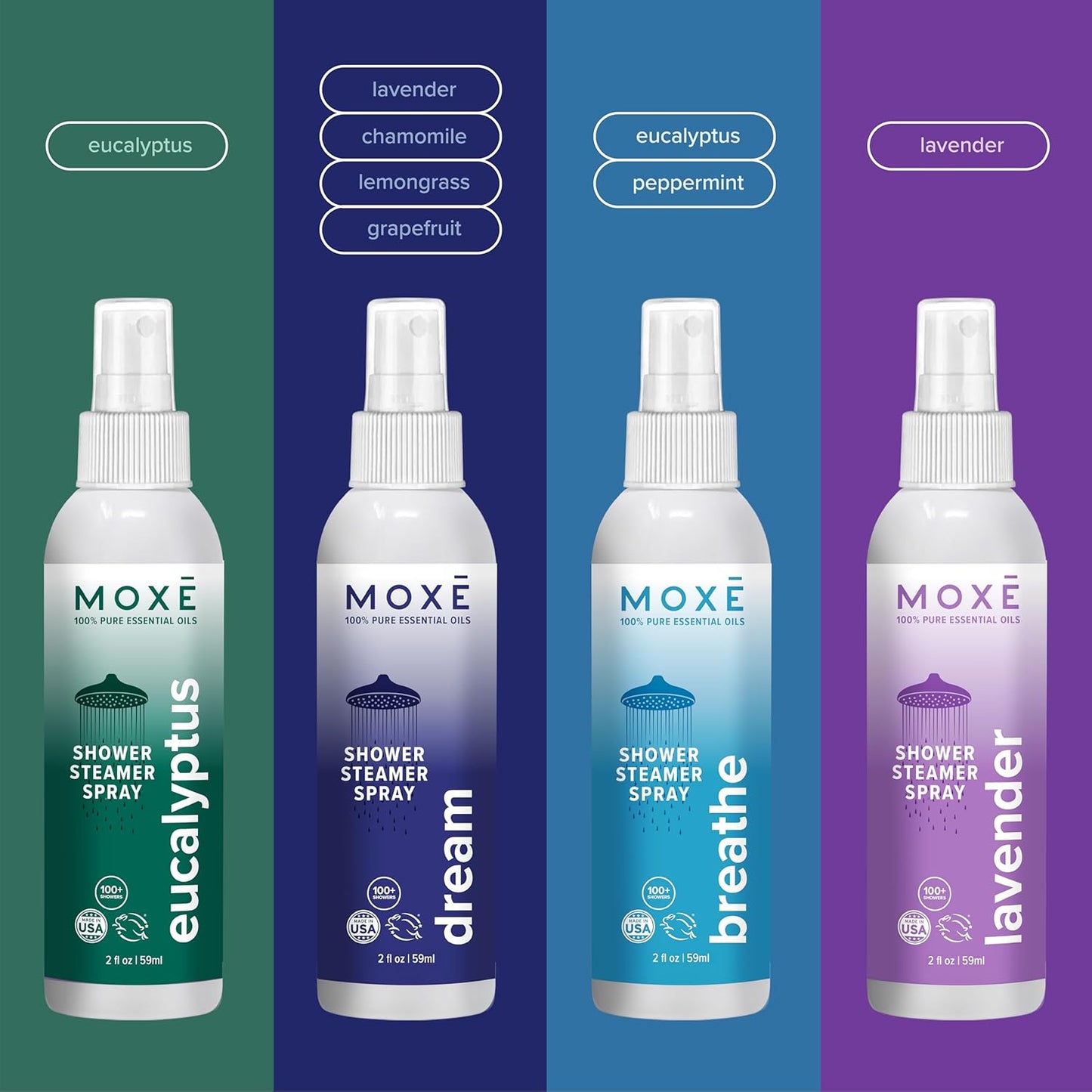 Shower Steamer Spray Variety Pack (2 oz, Pack of 4)