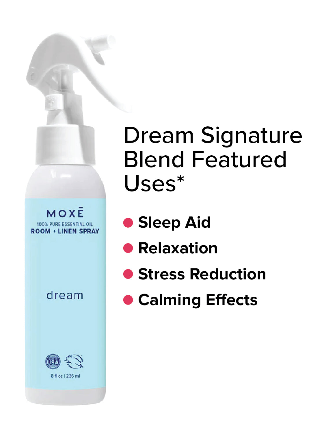 DREAM Linen Room Spray Calming Blend of Essential Oils 8oz MOX