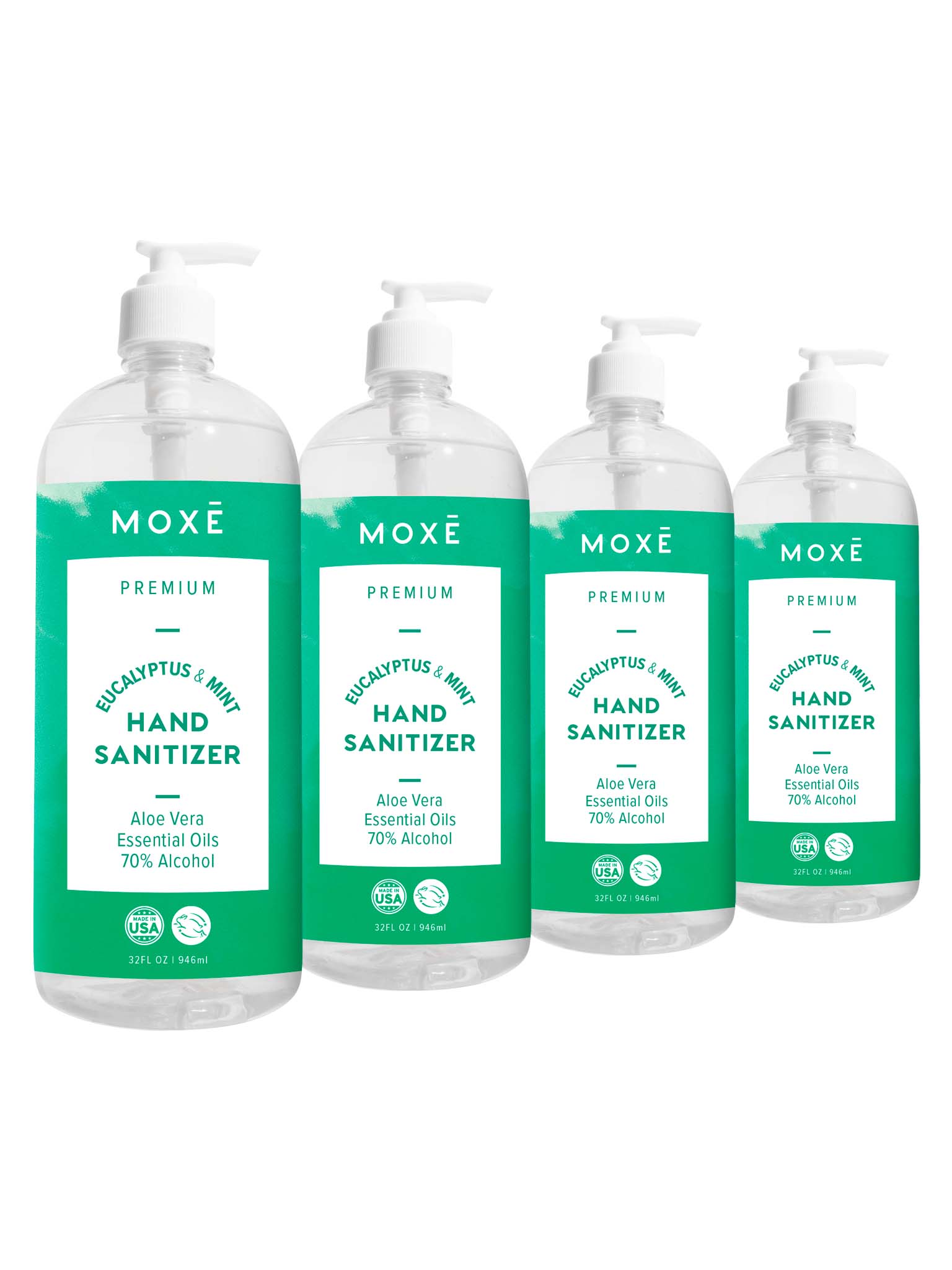 Pack of 4 MOXĒ Eucalyptus Mint Hand Sanitizer