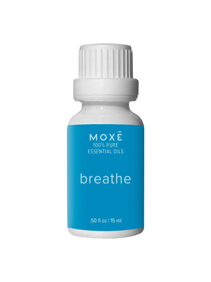 MOXĒ Breathe Essential Oil bottle on a white background